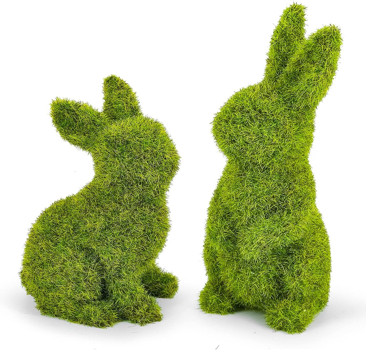 Easter Bunny Decorations,Resin Moss Bunny Figurine,Garden Artificial Moss Rabbit Easter Décor Easter Party Favors Gifts(Small-2pcs)
